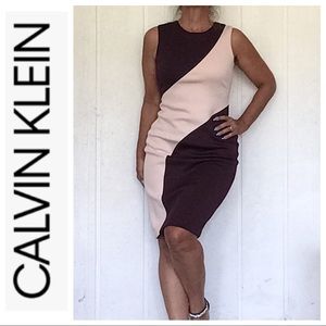 CALVIN KLEIN COLOR BLOCKED SCUBA SHEATH DRESS 4